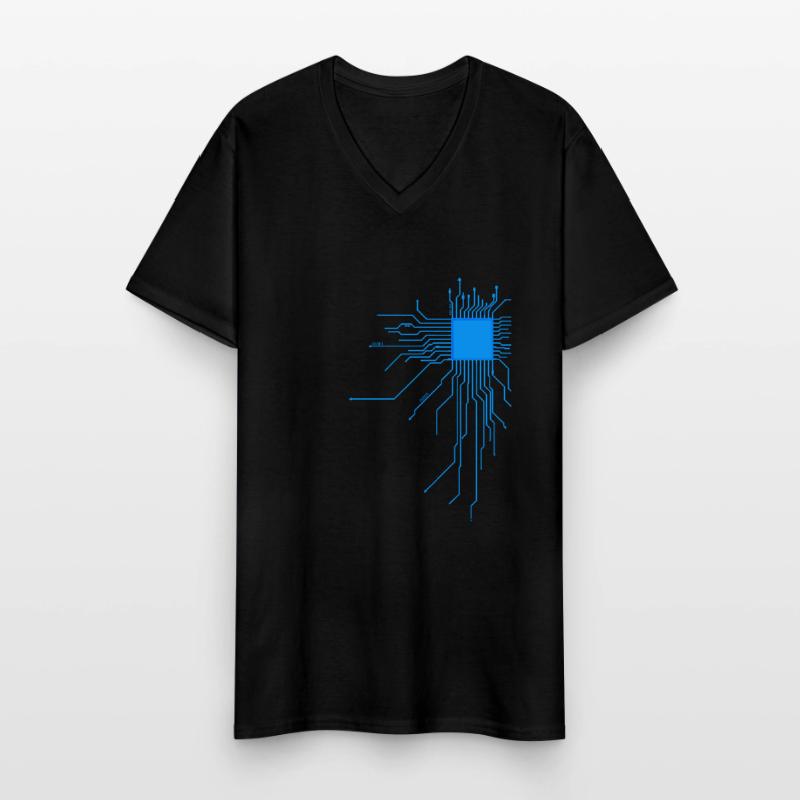 board blue computer pc admin core cpu nerd code Men's V-Neck T-Shirt