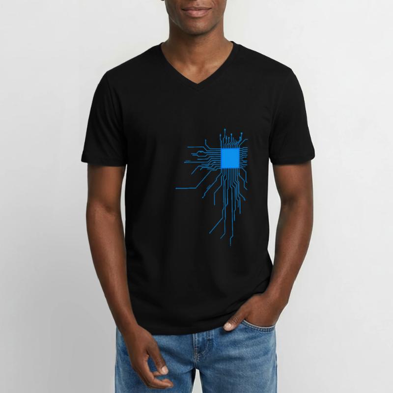 board blue computer pc admin core cpu nerd code Men's V-Neck T-Shirt