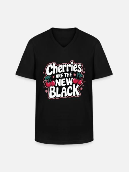 Cherries Cherries Fruits Food - Men's V-Neck T-Shirt - black