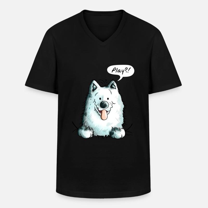 Samoyed Play - Samoyeds - Sabaka - Sobaka - Men's V-Neck T-Shirt - black