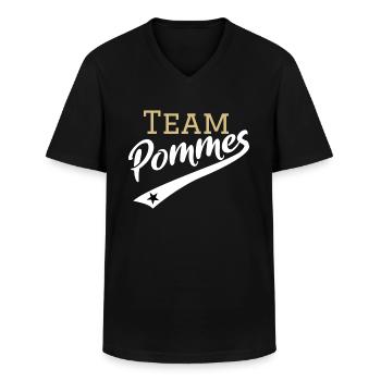 Team Pommes | Édition Gold | Les frites sont cool - T-shirt col V Homme - noir - Devant - AI Model Male 178 dark (178cm)