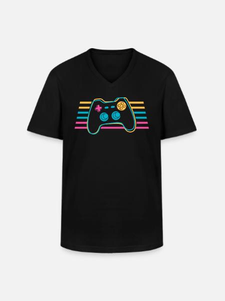 Gamepad Joystick Controller Bunt Gamer - Männer-T-Shirt mit V-Ausschnitt - Schwarz