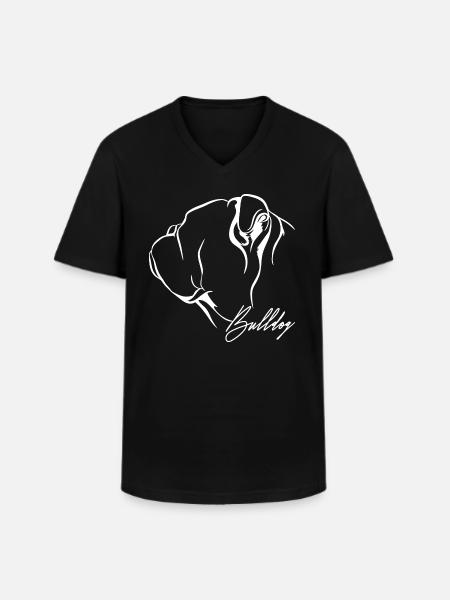 BULLDOG Profile Dogs Dog Wilsigns - Men's V-Neck T-Shirt - black