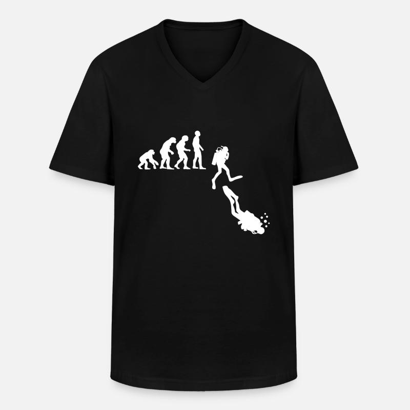 Evolution des Gerätetauchens - Männer-T-Shirt mit V-Ausschnitt - Schwarz