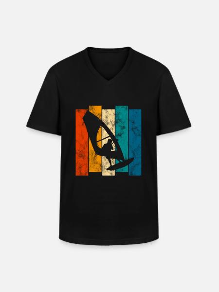 Windsurfing Retro Surfing Windsurfing Windsurfer - Men's V-Neck T-Shirt - black