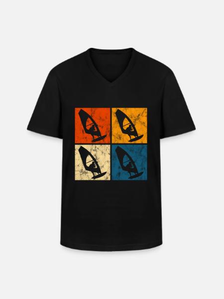 Windsurfing Windsurfing Windsurfer Surfing Retro - Men's V-Neck T-Shirt - black