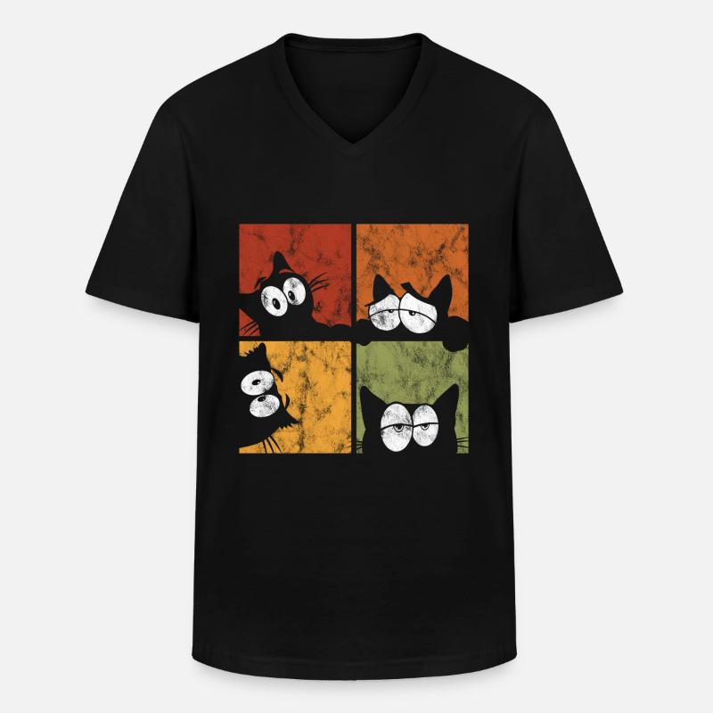 Chat chat chat de chat - T-shirt col V Homme - noir
