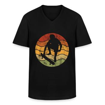 Skateboarder Skateboard Skater Skate Skateing - T-shirt col V Homme - noir - Devant - AI Model Male 178 dark (178cm)