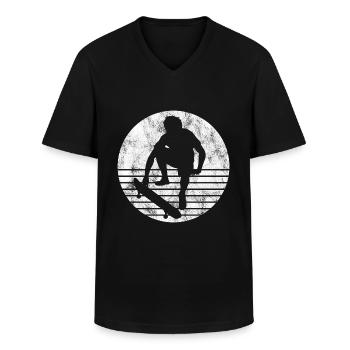 Skateboarder Skateboard Skater Skate Skateing - T-shirt col V Homme - noir - Devant - AI Model Male 178 dark (178cm)