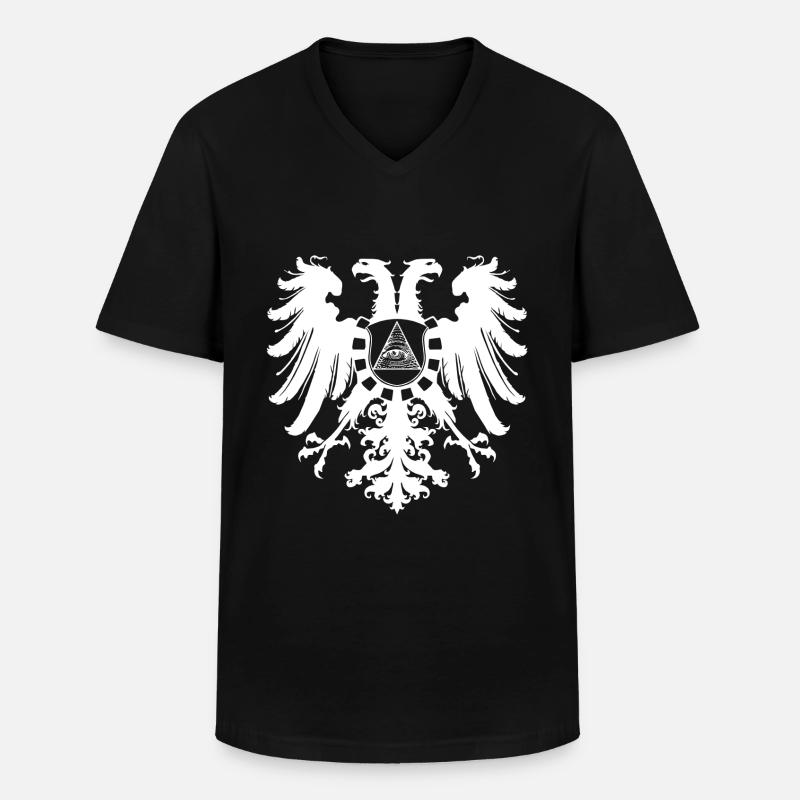 White Illuminati Eagle - Men's V-Neck T-Shirt - black