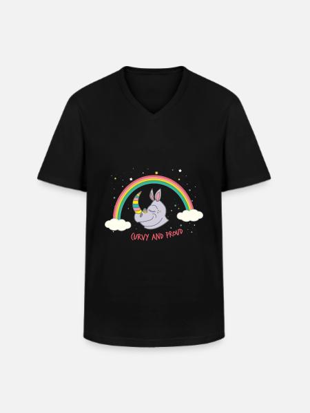 Curvy and Proud Rhino - Men's V-Neck T-Shirt - black