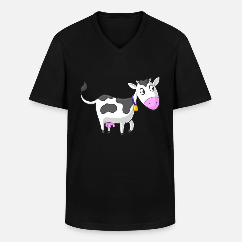 Glückliche Comic Kuh - Männer-T-Shirt mit V-Ausschnitt - Schwarz