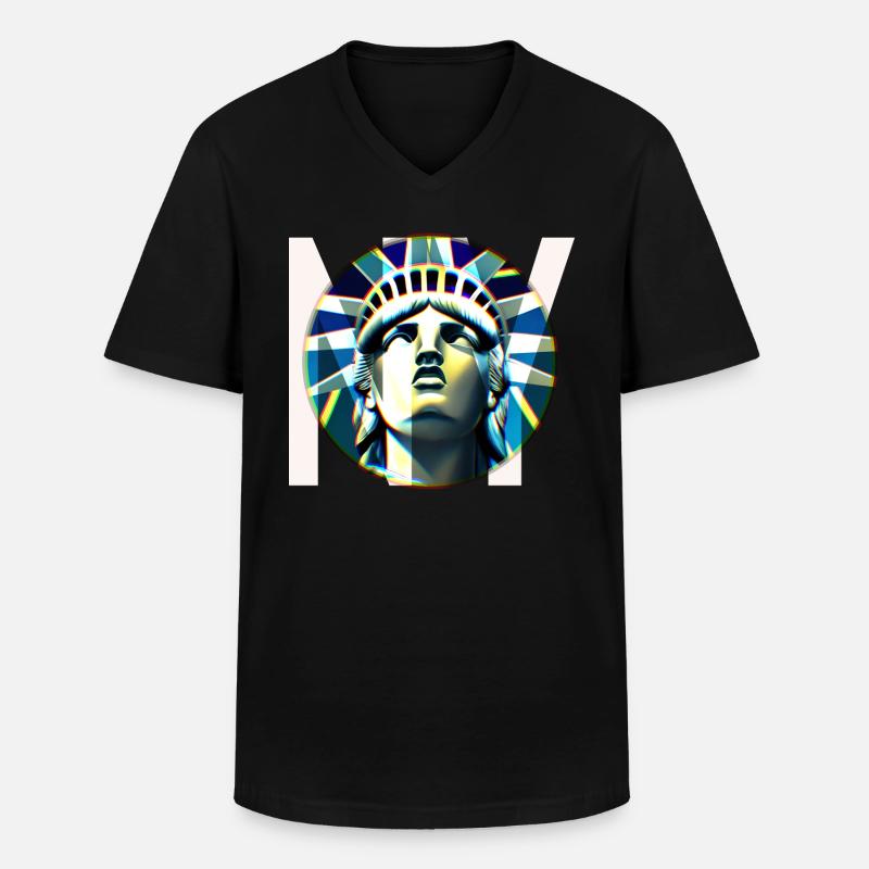 New York Freiheitsstatue - Männer-T-Shirt mit V-Ausschnitt - Schwarz