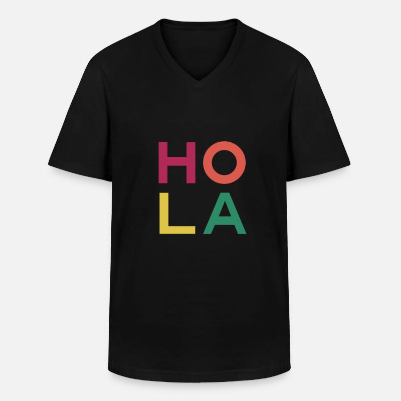 HOLA - Männer-T-Shirt mit V-Ausschnitt - Schwarz