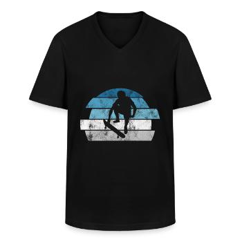 Skateboarder Skateboard Skater Skate Skateing - T-shirt col V Homme - noir - Devant - AI Model Male 178 dark (178cm)