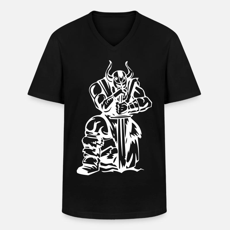 Wikinger Denkmal - Männer-T-Shirt mit V-Ausschnitt - Schwarz