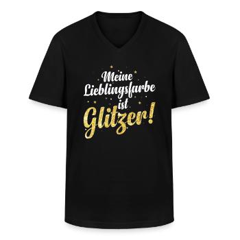 Glitzer ist meine Lieblingsfarbe Frauen Mädchen - Männer-T-Shirt mit V-Ausschnitt - Schwarz - Vorne - AI Model Male 178 dark (178cm)