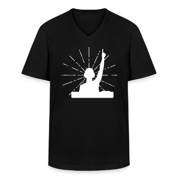 DJ ambiance. - T-shirt col V Homme - noir - Devant - AI Model Male 178 dark (178cm)