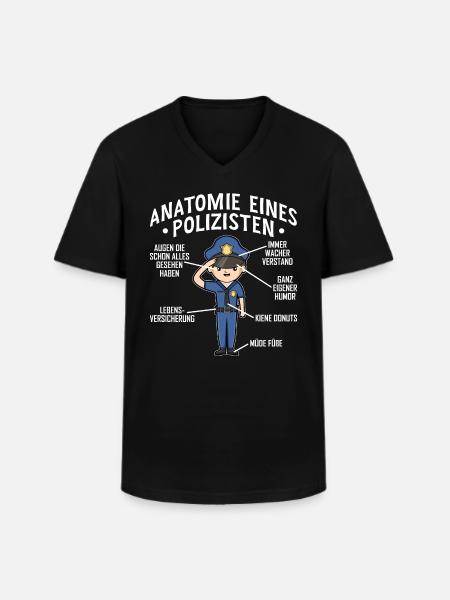 Polizist Anatomie Witziges Polizei Kollege - Männer-T-Shirt mit V-Ausschnitt - Schwarz