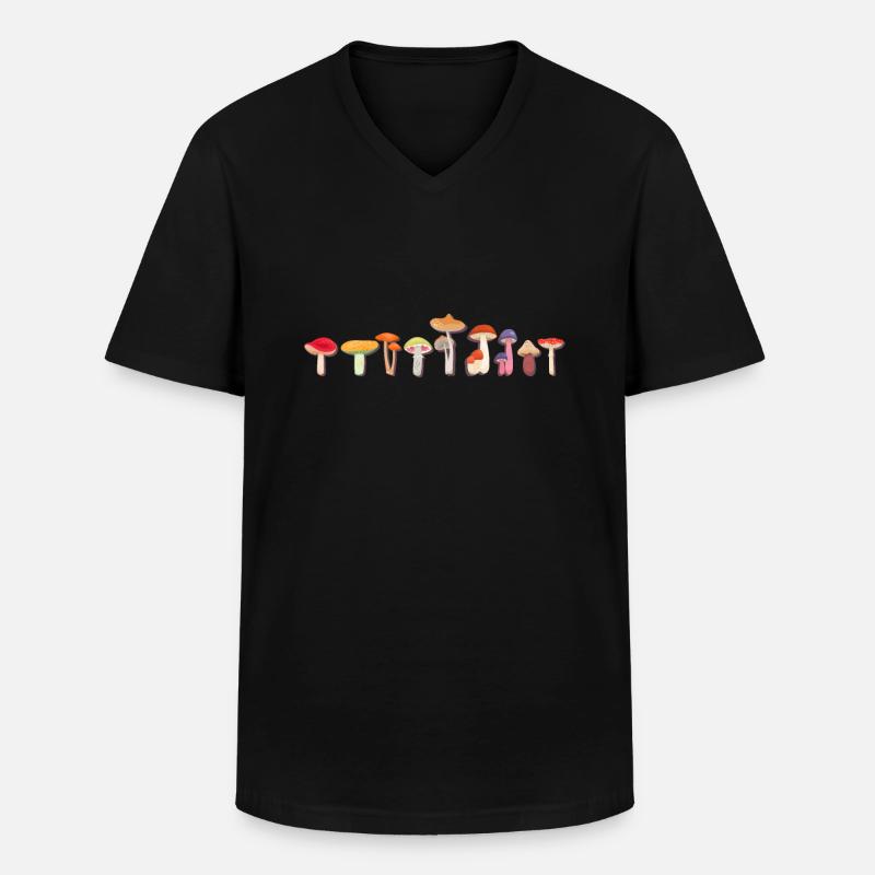 Pilze - Männer-T-Shirt mit V-Ausschnitt - Schwarz