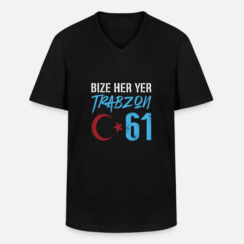 Bize her yer Trabzon - Männer-T-Shirt mit V-Ausschnitt - Schwarz