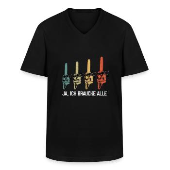 Ja ich brauche alle Kettensägen - Männer-T-Shirt mit V-Ausschnitt - Schwarz - Vorne - AI Model Male 178 dark (178cm)