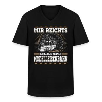 Mir Reichts Ich Geh Zu Meiner Modelleisenbahn - Männer-T-Shirt mit V-Ausschnitt - Schwarz - Vorne - AI Model Male 178 dark (178cm)