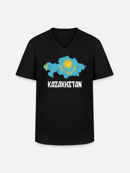 Kazakhstan Graphique - T-shirt col V Homme - noir