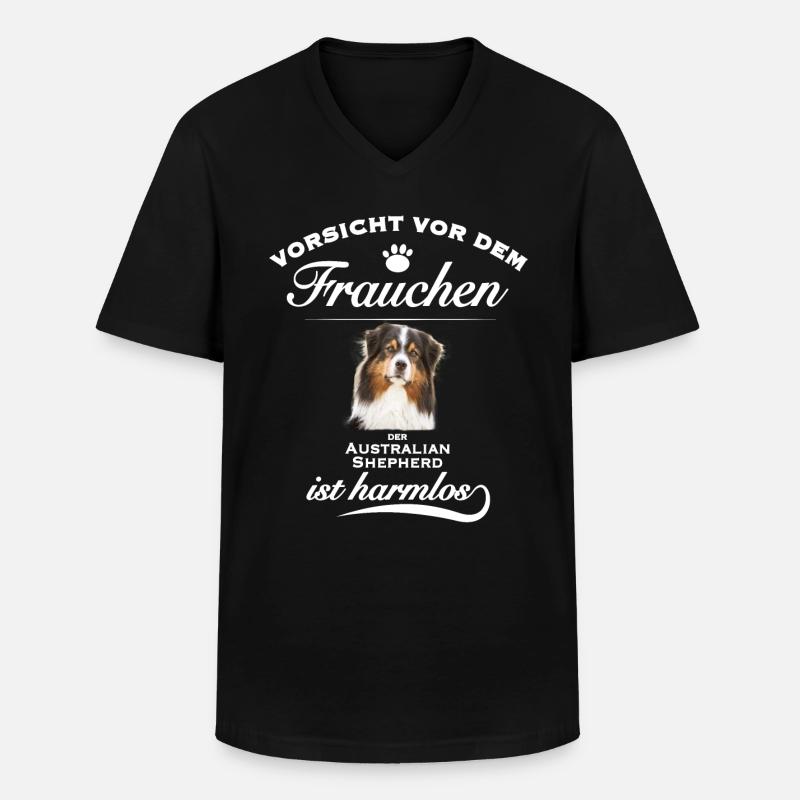 Aussie - Aussie Hund - Australian Shepherd - Männer-T-Shirt mit V-Ausschnitt - Schwarz