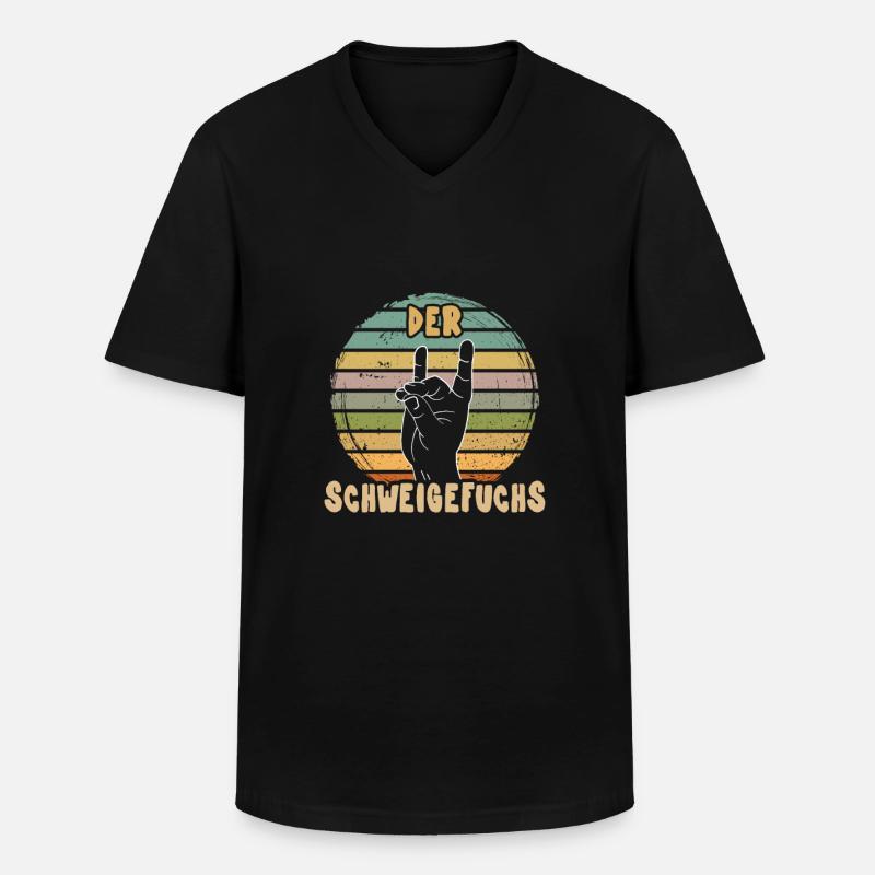 Der Schweigefuchs - Männer-T-Shirt mit V-Ausschnitt - Schwarz