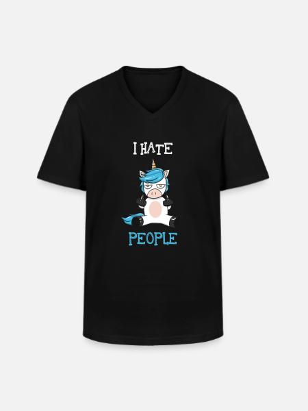I hate people - Men's V-Neck T-Shirt - black