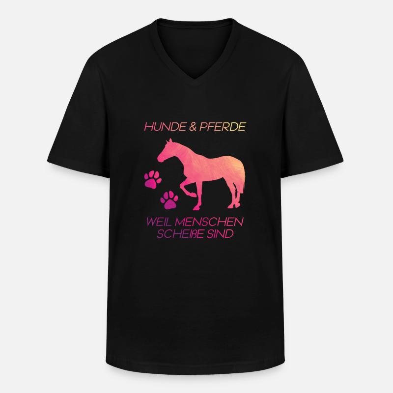 Hunde & Pferde Pferd - Männer-T-Shirt mit V-Ausschnitt - Schwarz
