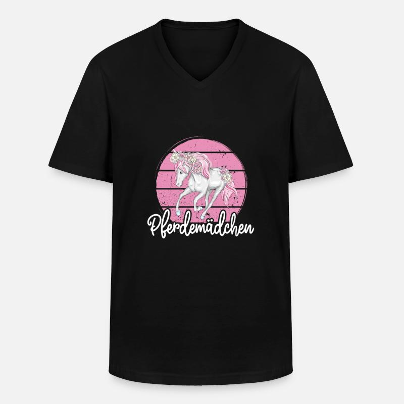 Pferdemädchen Pferd - Männer-T-Shirt mit V-Ausschnitt - Schwarz