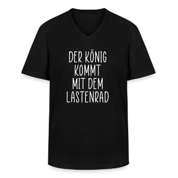 Lastenfahrrad - Der König kommt mit dem Lastenrad - Männer-T-Shirt mit V-Ausschnitt - Schwarz - Vorne - AI Model Male 178 dark (178cm)