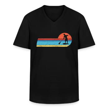 SUP paddleboarding Stand Up Paddle Herren supboard - Männer-T-Shirt mit V-Ausschnitt - Schwarz - Vorne - AI Model Male 178 dark (178cm)