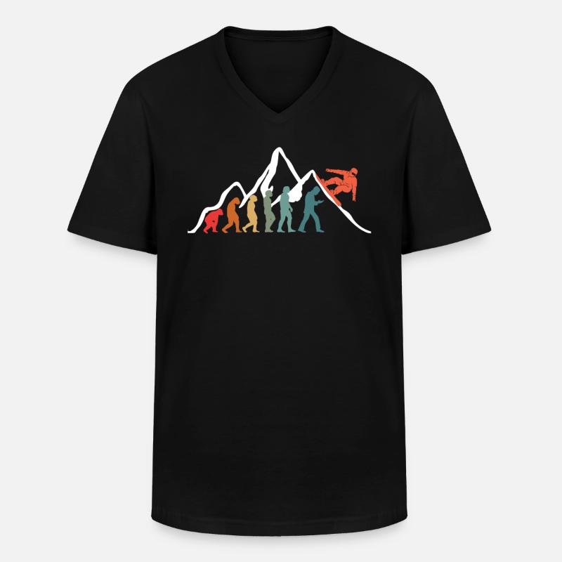 Snowboard Snowboarding Evolution Snowboarder - Men's V-Neck T-Shirt - black