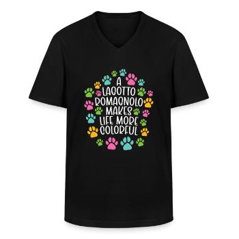 Lagotto Romagnolo make life colorful dog - Männer-T-Shirt mit V-Ausschnitt - Schwarz - Vorne - AI Model Male 178 dark (178cm)