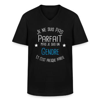 Gendre - T-shirt col V Homme - noir - Devant - AI Model Male 178 dark (178cm)