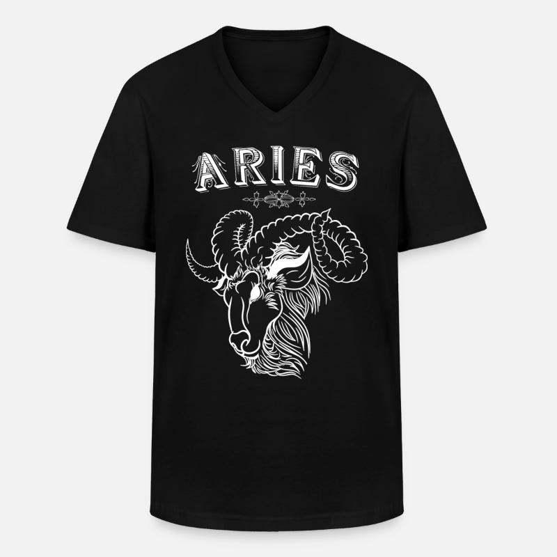 Aries Sternzeichen Widder - Männer-T-Shirt mit V-Ausschnitt - Schwarz