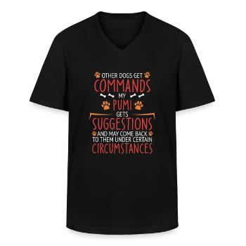 Pumi Commandes Paw - T-shirt col V Homme - noir - Devant - AI Model Male 178 dark (178cm)