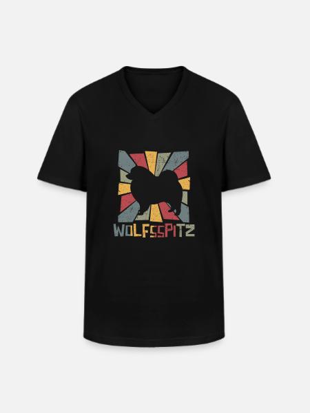Keeshond - Men's V-Neck T-Shirt - black