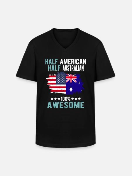 Half American Half Australian - Men's V-Neck T-Shirt - black