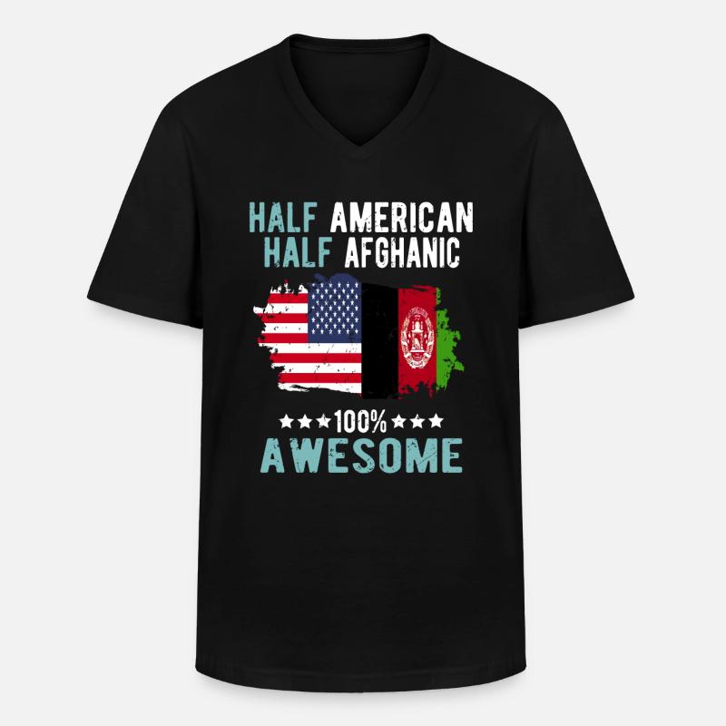 Halb Amerikaner Halb Afghane - Männer-T-Shirt mit V-Ausschnitt - Schwarz