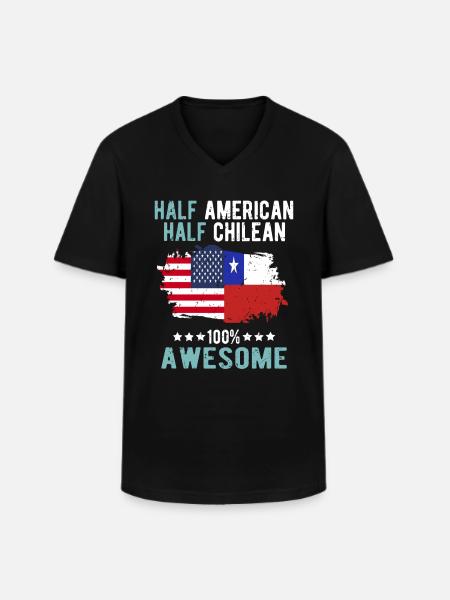 Half American Half Chilean - Men's V-Neck T-Shirt - black