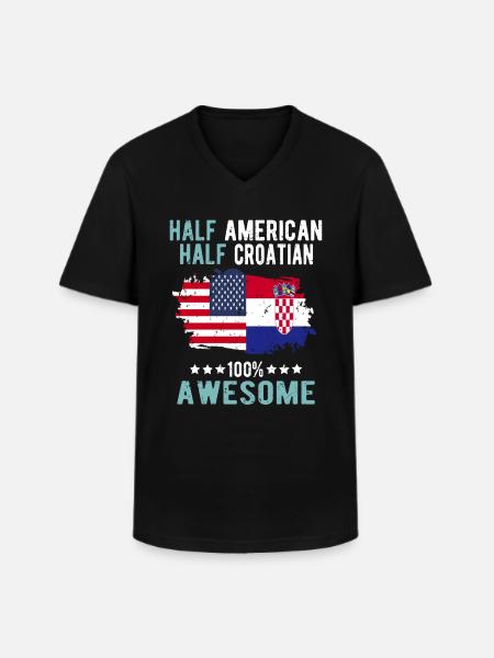 Half American Half Croat - Men's V-Neck T-Shirt - black