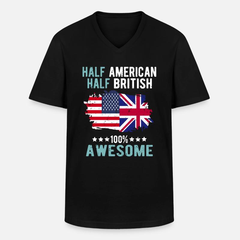 Halb Amerikaner Halb Brite - Männer-T-Shirt mit V-Ausschnitt - Schwarz