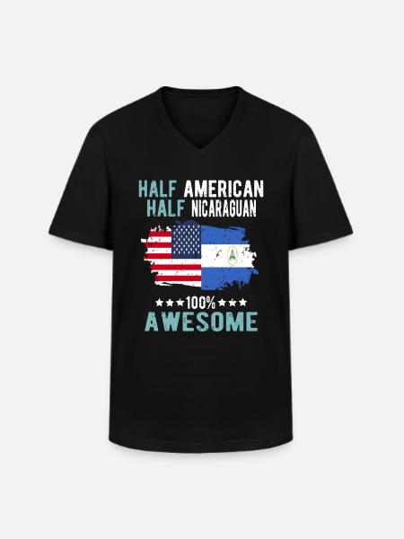 Half American Half Nicaraguan - Men's V-Neck T-Shirt - black