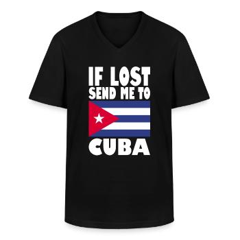 Drapeau de Cuba - T-shirt col V Homme - noir - Devant - AI Model Male 178 dark (178cm)