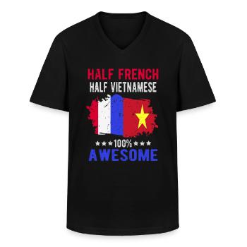 Halb Franzose Halb Vietnamese - Männer-T-Shirt mit V-Ausschnitt - Schwarz - Vorne - AI Model Male 178 dark (178cm)