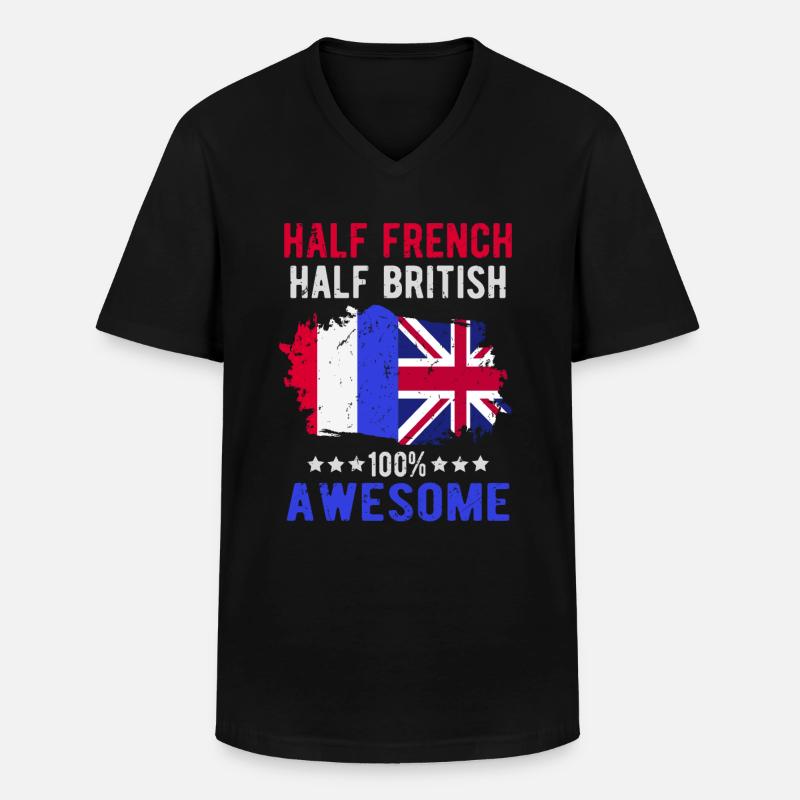 Halb Franzose Halb Brite - Männer-T-Shirt mit V-Ausschnitt - Schwarz